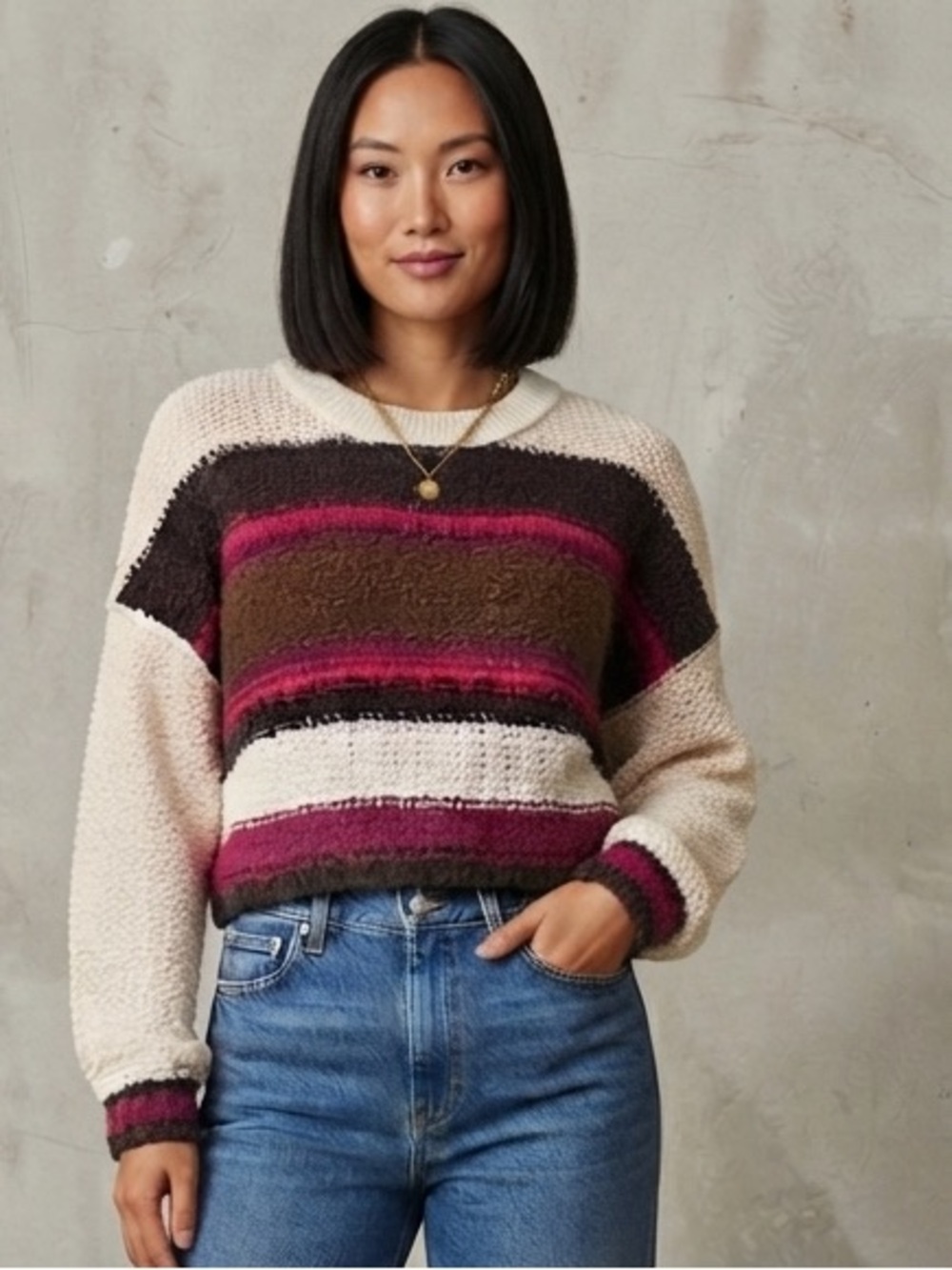 Arizona Crew Neck Long Sleeve Pullover Sweater(B 54” L 18”)☀️